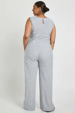 Haut sans manches rayé Plus et pantalon coordonné à jambes larges