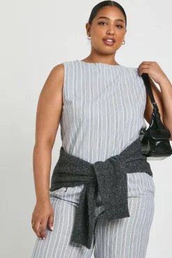 Haut sans manches rayé Plus et pantalon coordonné à jambes larges