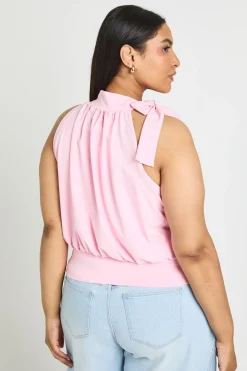 boohoo Haut Sans Manches Slinky Mat Avec Nœud Lavallière<Femme Tops