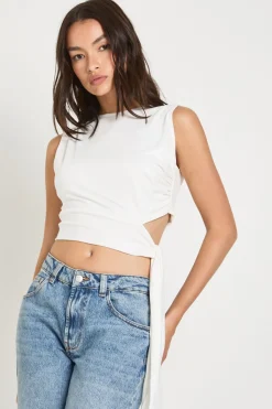 boohoo Haut Sans Manches Supersoft Avec Découpe Et Drapé Noué<Femme Tops