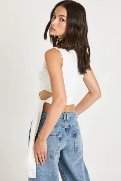 boohoo Haut Sans Manches Supersoft Avec Découpe Et Drapé Noué<Femme Tops