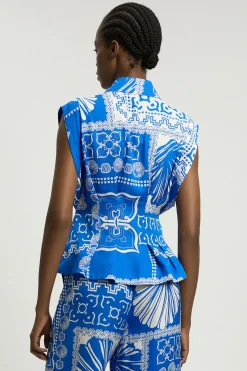 KarenMillen Haut Sans Manches Tissé En Lin Premium À Imprimé<Femme Tops