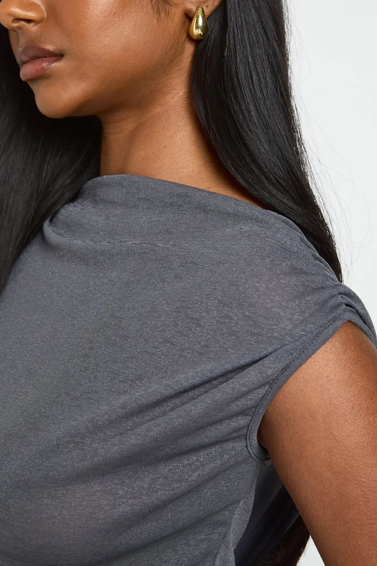 boohoo Haut Sans Manches Transparent À Encolure Drapée<Femme Tops