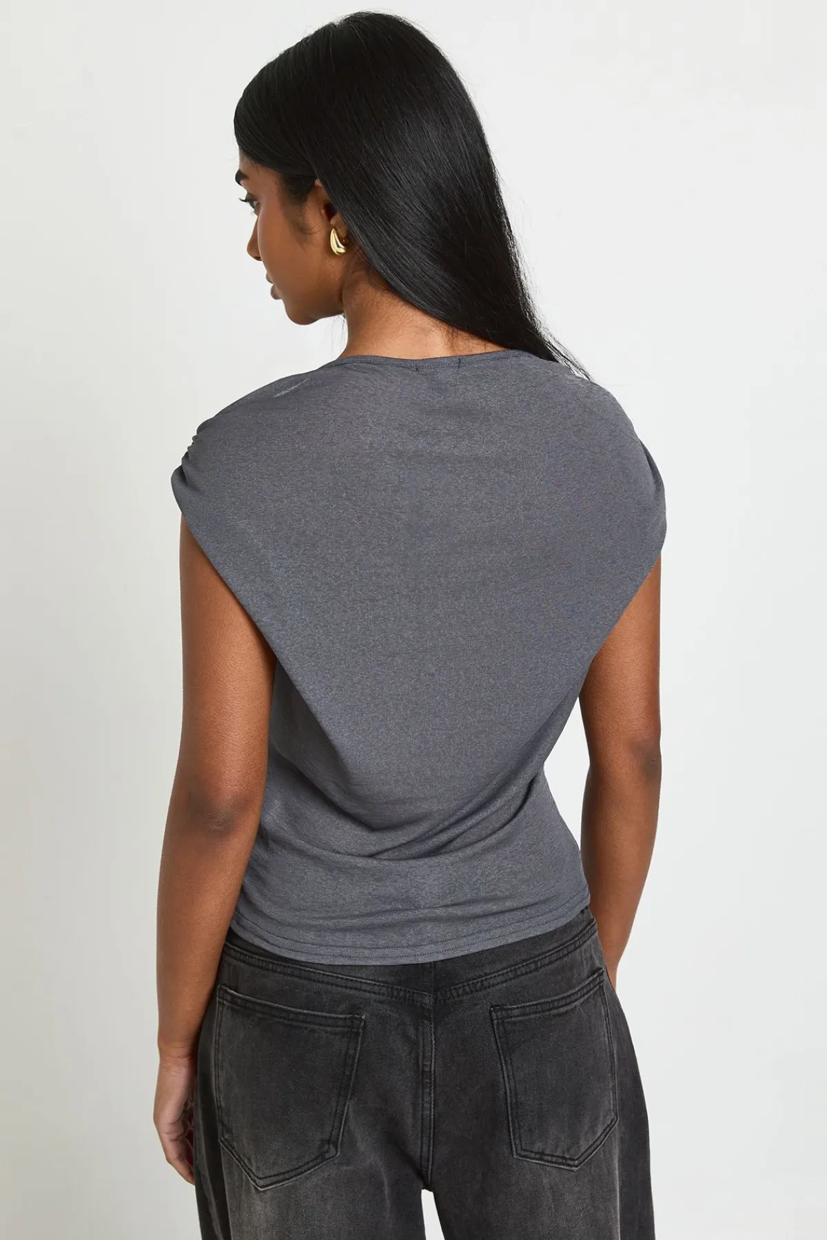 boohoo Haut Sans Manches Transparent À Encolure Drapée<Femme Tops