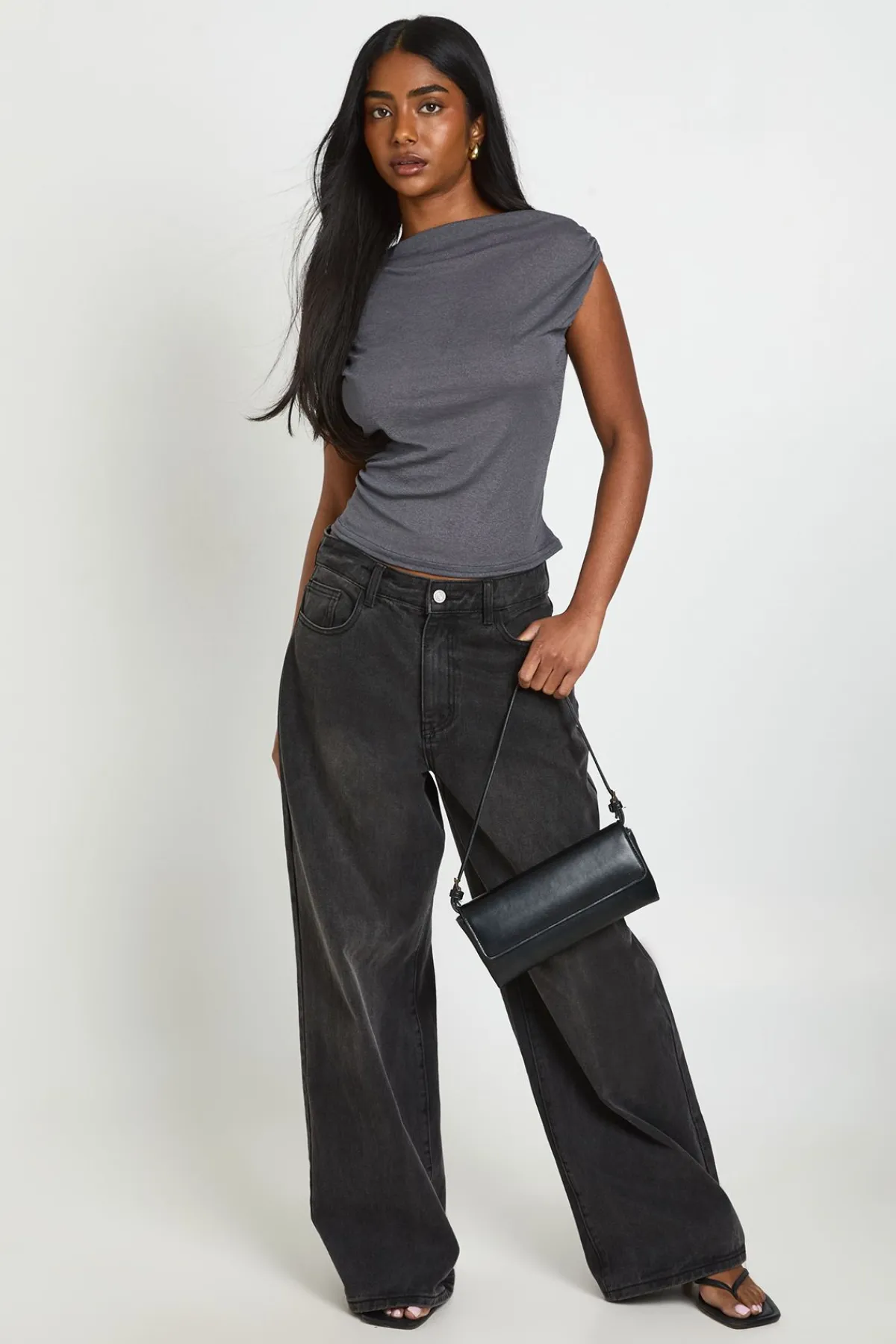 boohoo Haut Sans Manches Transparent À Encolure Drapée<Femme Tops