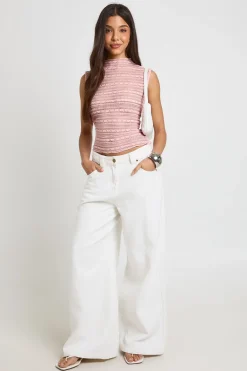 boohoo Haut Sans Manches Transparent En Dentelle Texturée<Femme Satin Et Dentelle|Tops