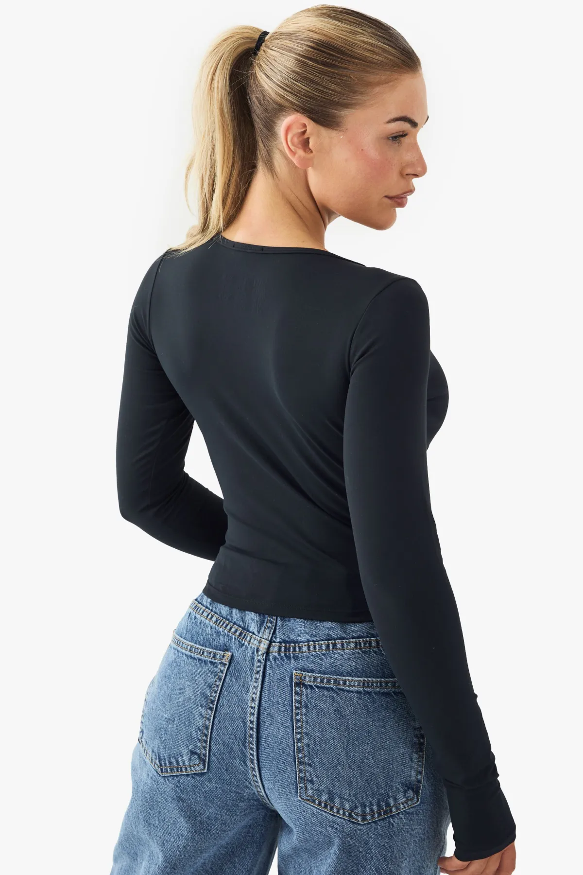 boohoo Haut Sculptant à Manches Longues avec Encolure en V et Rembourrage Intégré – Douceur Beurrée<Femme Tops