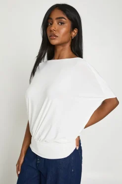 boohoo Haut Slinky À Dos Drapé Cowl Profond Et Manches Amples<Femme Tops D’Automne|Looks De Rentrée