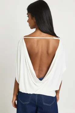boohoo Haut Slinky À Dos Drapé Cowl Profond Et Manches Amples<Femme Tops D’Automne|Looks De Rentrée