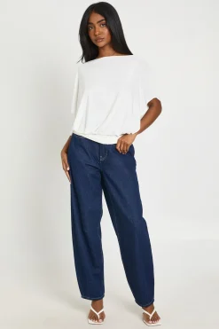 boohoo Haut Slinky À Dos Drapé Cowl Profond Et Manches Amples<Femme Tops D’Automne|Looks De Rentrée