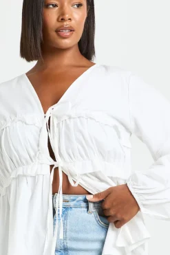 Haut Smock Avec Détail Froncé Et Lien À Nouer Sur Le Devant Grande Taille