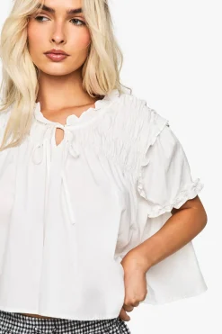 boohoo Haut smock en popeline froncé<Femme Tops
