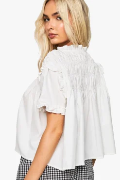 boohoo Haut smock en popeline froncé<Femme Tops