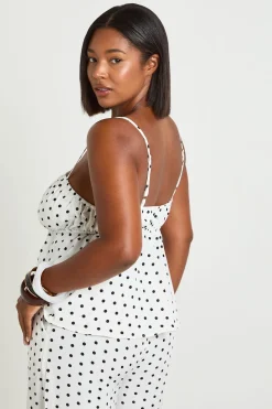 Haut Smock Grande Taille À Bretelles Et Pois