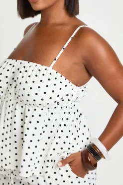 Haut Smock Grande Taille À Bretelles Et Pois