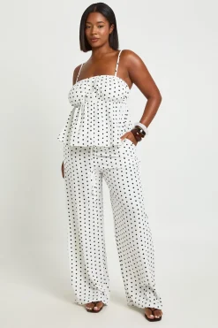 Haut Smock Grande Taille À Bretelles Et Pois