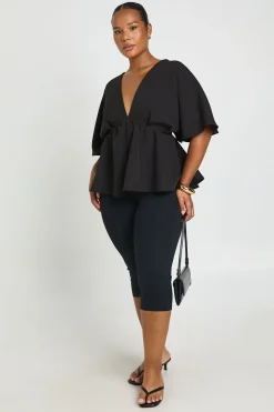 boohoo Haut Smocké Grande Taille À Manches Ange<Femme Tops