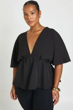 boohoo Haut Smocké Grande Taille À Manches Ange<Femme Tops