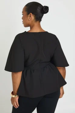 boohoo Haut Smocké Grande Taille À Manches Ange<Femme Tops