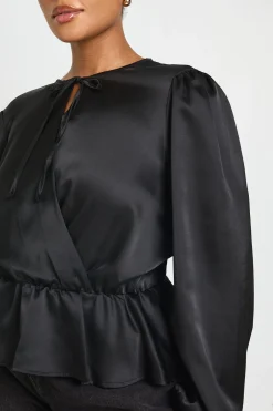 boohoo Haut Smocké Grande Taille À Manches Bouffantes Et Encolure Nouée<Femme Tops