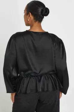 boohoo Haut Smocké Grande Taille À Manches Bouffantes Et Encolure Nouée<Femme Tops
