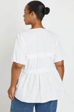 boohoo Haut Smock Grande Taille À Manches Courtes Avec Détails Froncés Et Liens Noués Devant<Femme Tops
