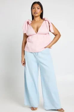 Haut Smocké Grande Taille À Épaules Nouées
