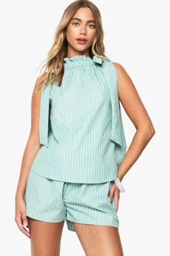 Haut smock rayé à nouer au col