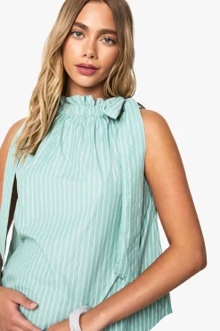 Haut smock rayé à nouer au col