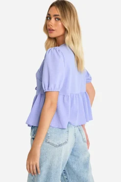 boohoo Haut smock texturé à nouer à l'avant, manches ballon<Femme Looks De Rentrée|Tops