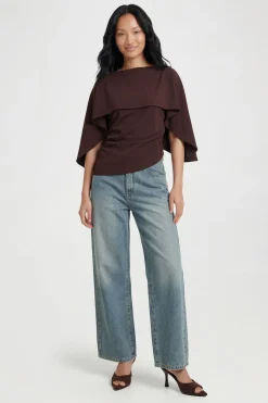 boohoo Haut À Superposition Cape<Femme Looks Chocolat|Tops