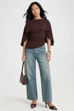 boohoo Haut À Superposition Cape<Femme Looks Chocolat|Tops