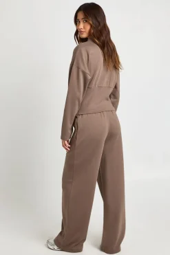 boohoo Haut à Taille Cintrée en Maille Interlock<Femme Tops D’Automne|Sweats À Capuche Et Sweatshirts
