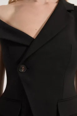 KarenMillen Haut tailleur stretch compact à col asymétrique et ceinture<Femme Tailleurs|Blazers