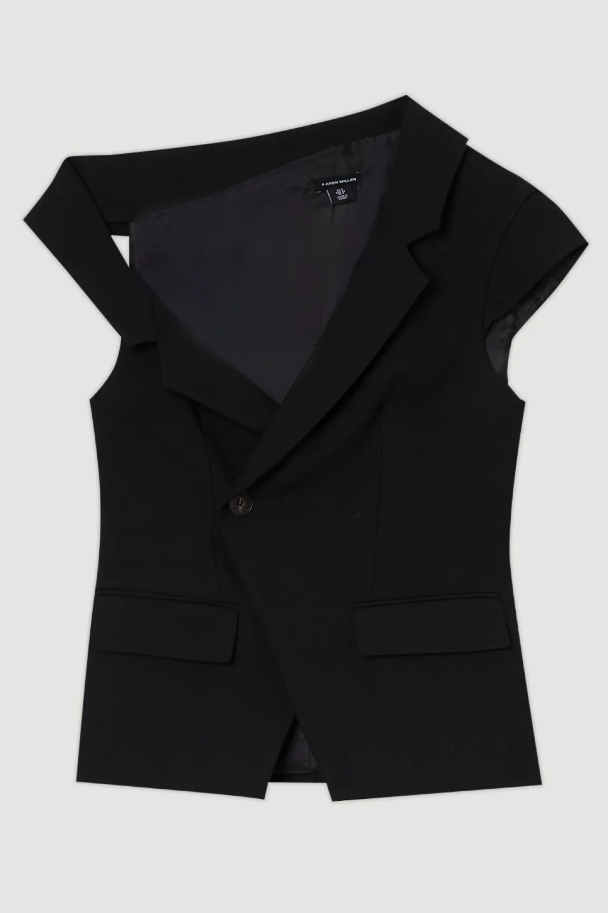 KarenMillen Haut tailleur stretch compact à col asymétrique et ceinture<Femme Tailleurs|Blazers