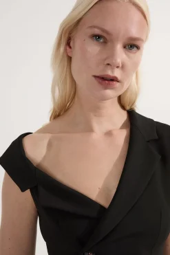KarenMillen Haut tailleur stretch compact à col asymétrique et ceinture<Femme Tailleurs|Blazers