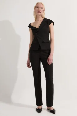 KarenMillen Haut tailleur stretch compact à col asymétrique et ceinture<Femme Tailleurs|Blazers