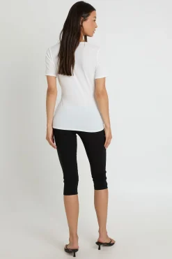 boohoo Haut Tall À Manches Courtes Avec Double Col Bénitier Slinky Et Détails Froncés<Femme Tops