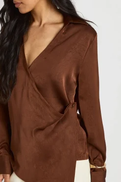 boohoo Haut Tall À Manches Longues Avec Devant Cache-cœur<Femme Tops