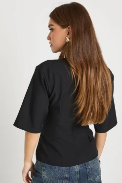 boohoo Haut Tissé Chiné À Taille Cintrée<Femme Tops
