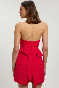 Haut Tissé Col Licou En Viscose Lin
