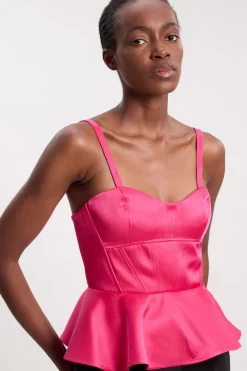 Haut Tissé En Satin Doublé Avec Détail Péplum