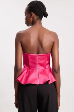 Haut Tissé En Satin Doublé Avec Détail Péplum