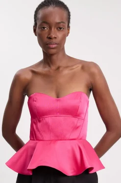 Haut Tissé En Satin Doublé Avec Détail Péplum