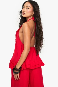 boohoo Haut tissé froissé à volants et boutons<Femme Tops