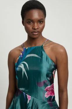 Haut Tissé À Imprimé Floral Métallisé