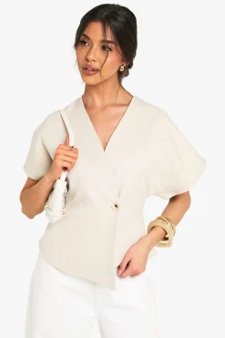 Haut tissé à manches cap avec boutons