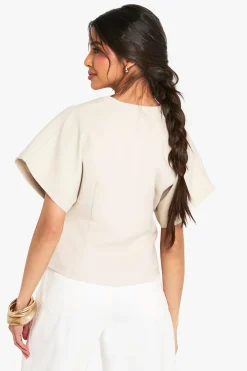 Haut tissé à manches cap avec boutons