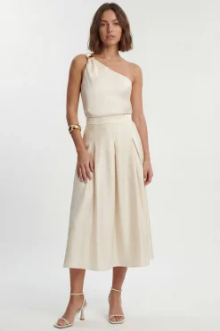 Haut Tissé Petite En Satin Martelé À Une Épaule