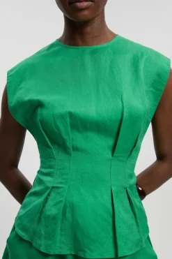 Haut tissé pintuck en viscose-lin